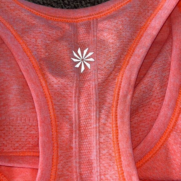Athleta Heather Bright Orange Razorback Tank Top Vertical Rouging Stripes-Med - Picture 12 of 12